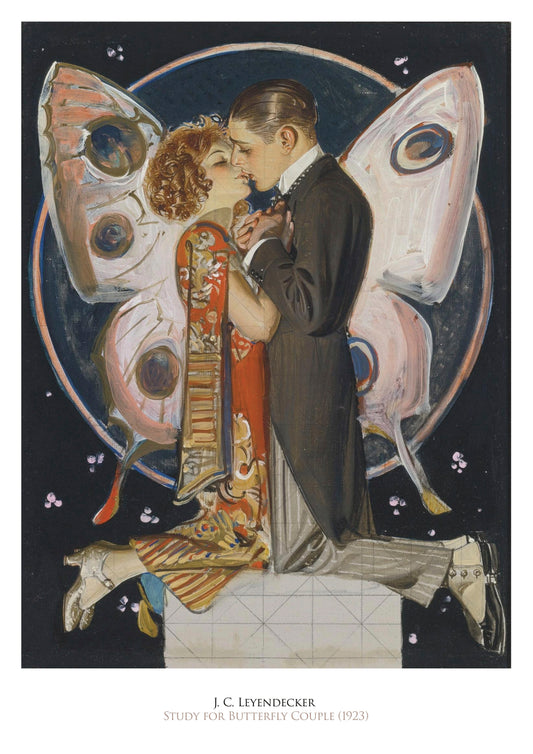 J.C. LEYENDECKER - STUDY FOR BUTTERFLY COUPLE - Symbios Design Rare Glossy Poster Print
