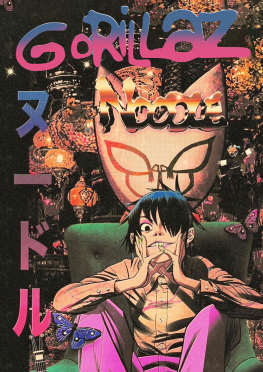 GORILLAZ - NOODLE - Symbios Design Rare Glossy Poster Print