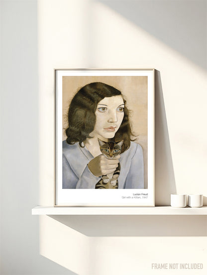 LUCIEN FREUD - GIRL WITH A KITTEN - Symbios Design Rare Glossy Poster Print