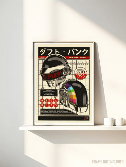 DAFT PUNK - RETRO JAPAN - Symbios Design Rare Glossy Poster Print