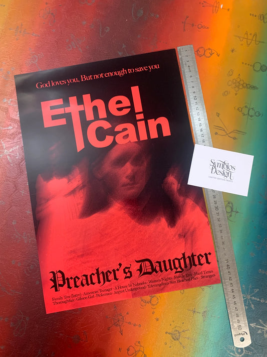 ETHEL CAIN - PREACHERS DAUGHTER RED - Symbios Design - Rare Glossy Print