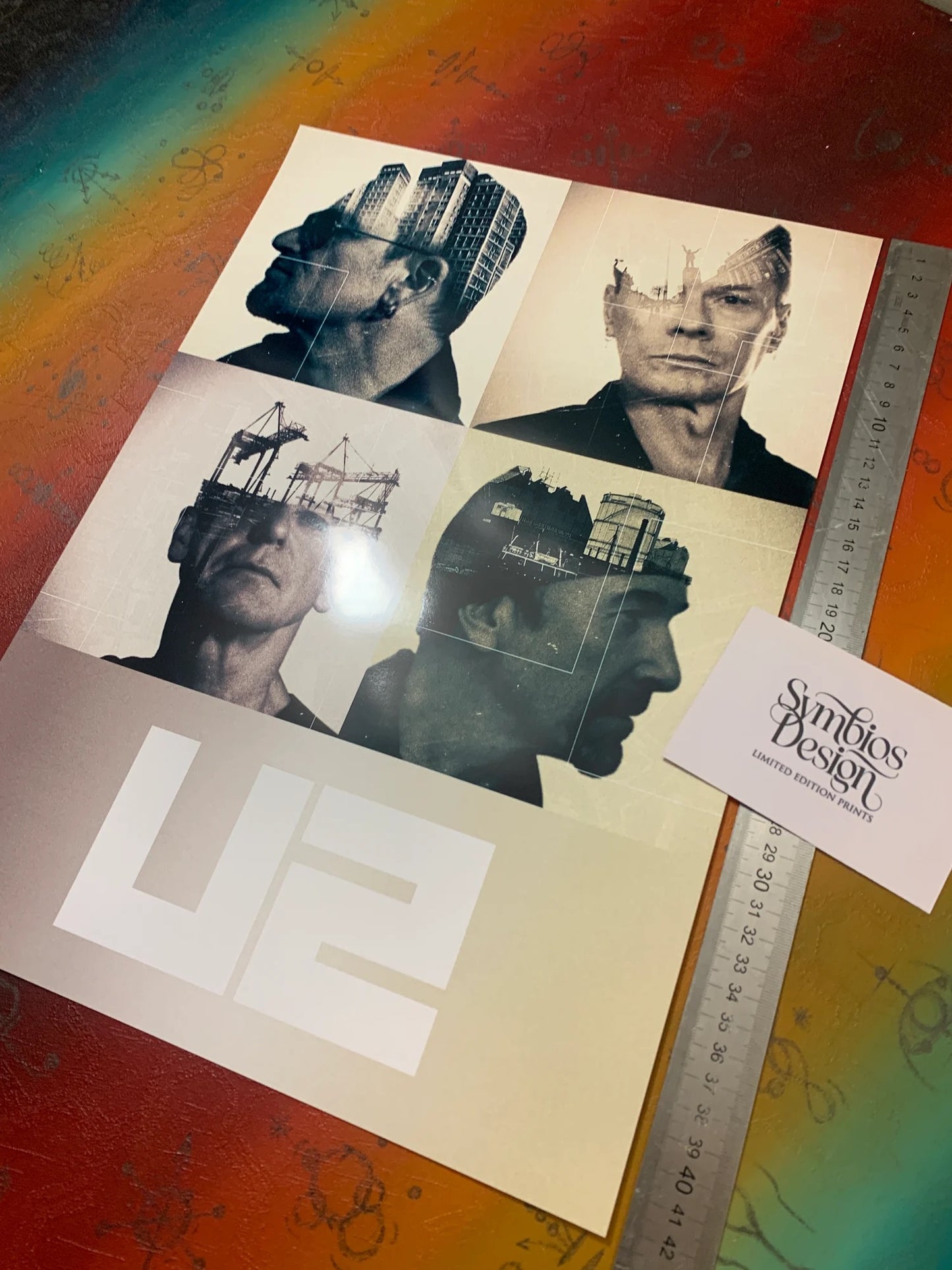 U2 - RARE - BONO - EDGE - Symbios Design - Rare Glossy Print