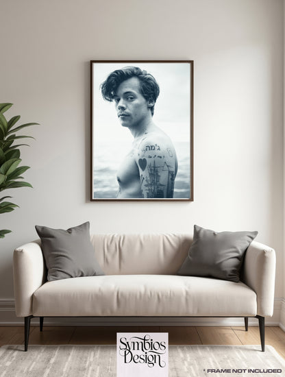 Harry Styles - Blue Portrait - Rare Music Poster,  Music Decor, Band Memorabilia, Music Lover Gift