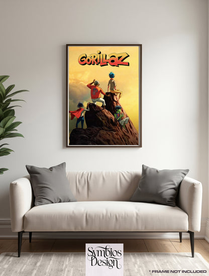Gorillaz Band Illustration Poster | Music Art Print