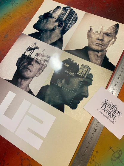 U2 - RARE - BONO - EDGE - Symbios Design - Rare Glossy Print
