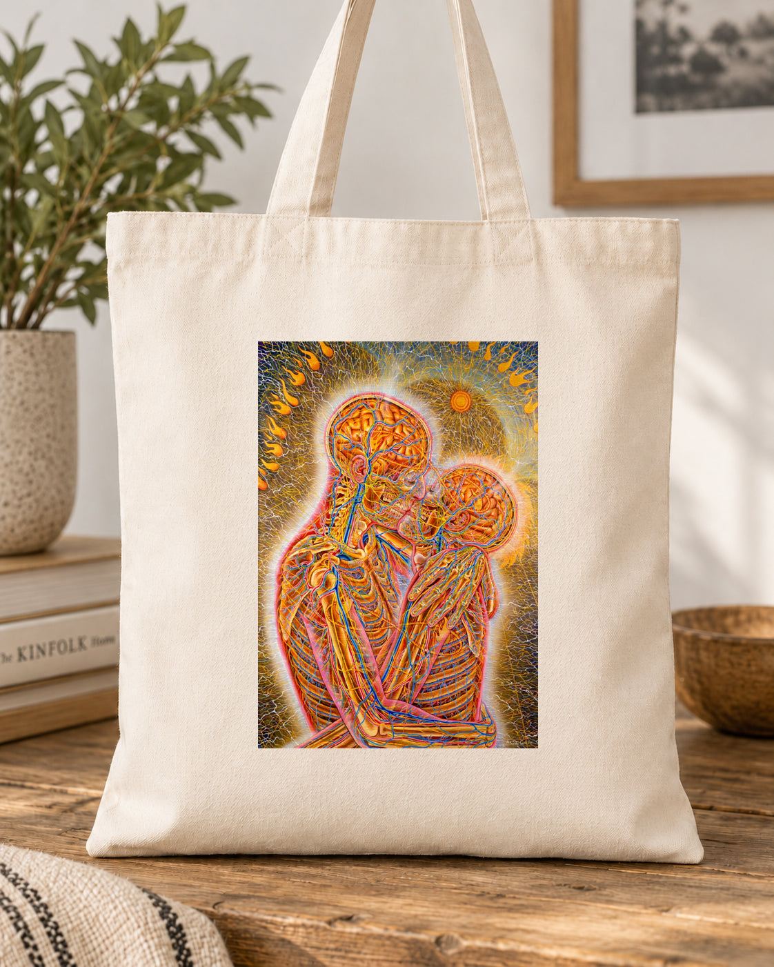 ALEX GREY - THE KISS - Symbios Design Tote Bag