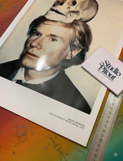 ANDY WARHOL - SELF PORTRAIT WITH SKULL  - Symbios Design Rare Glossy Poster Print