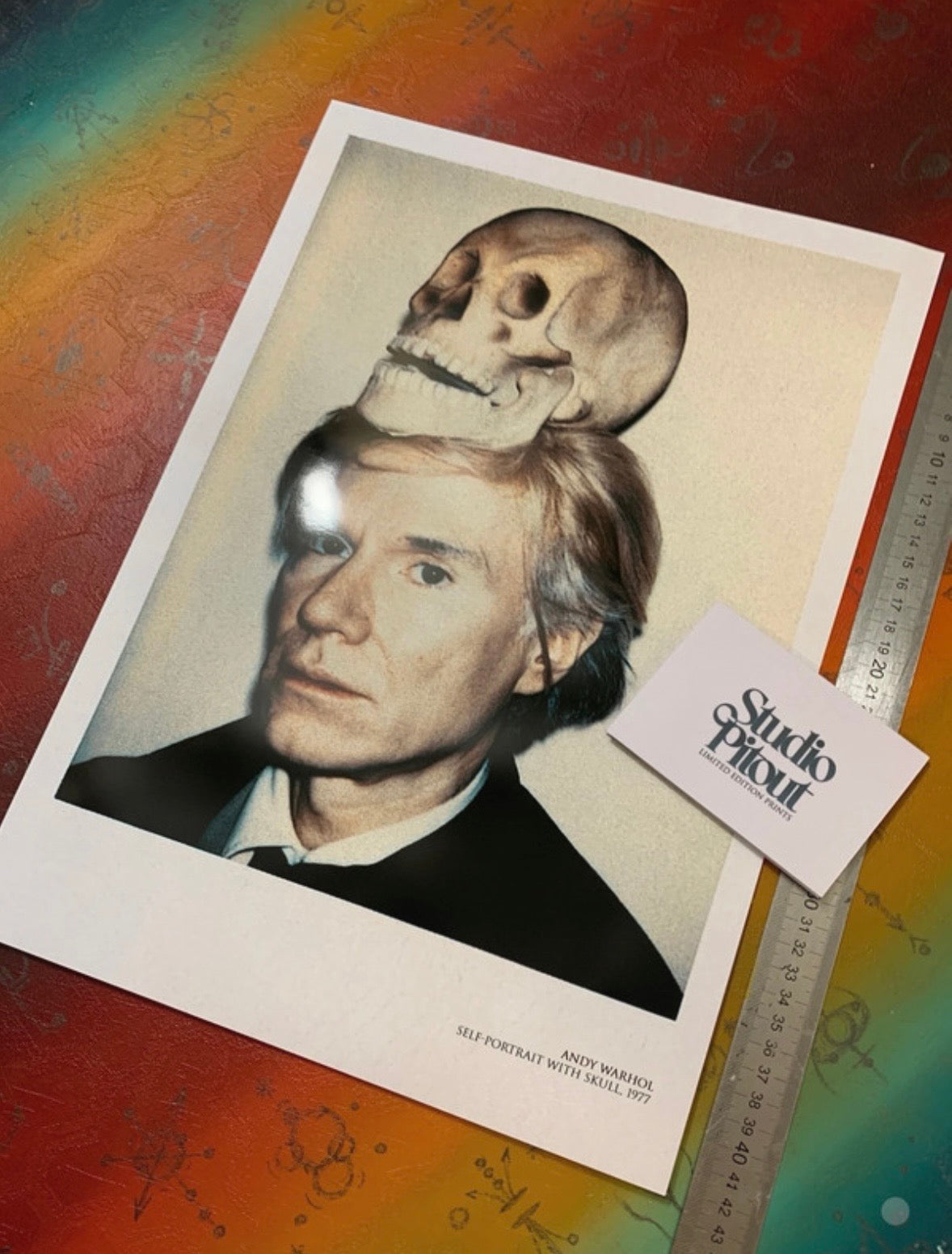 ANDY WARHOL - SELF PORTRAIT WITH SKULL  - Symbios Design Rare Glossy Poster Print
