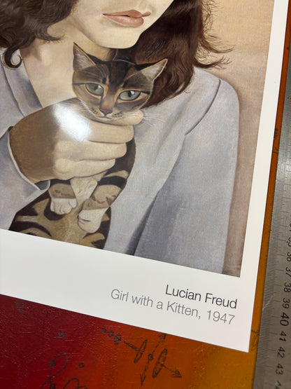 LUCIEN FREUD - GIRL WITH A KITTEN - Symbios Design Rare Glossy Poster Print