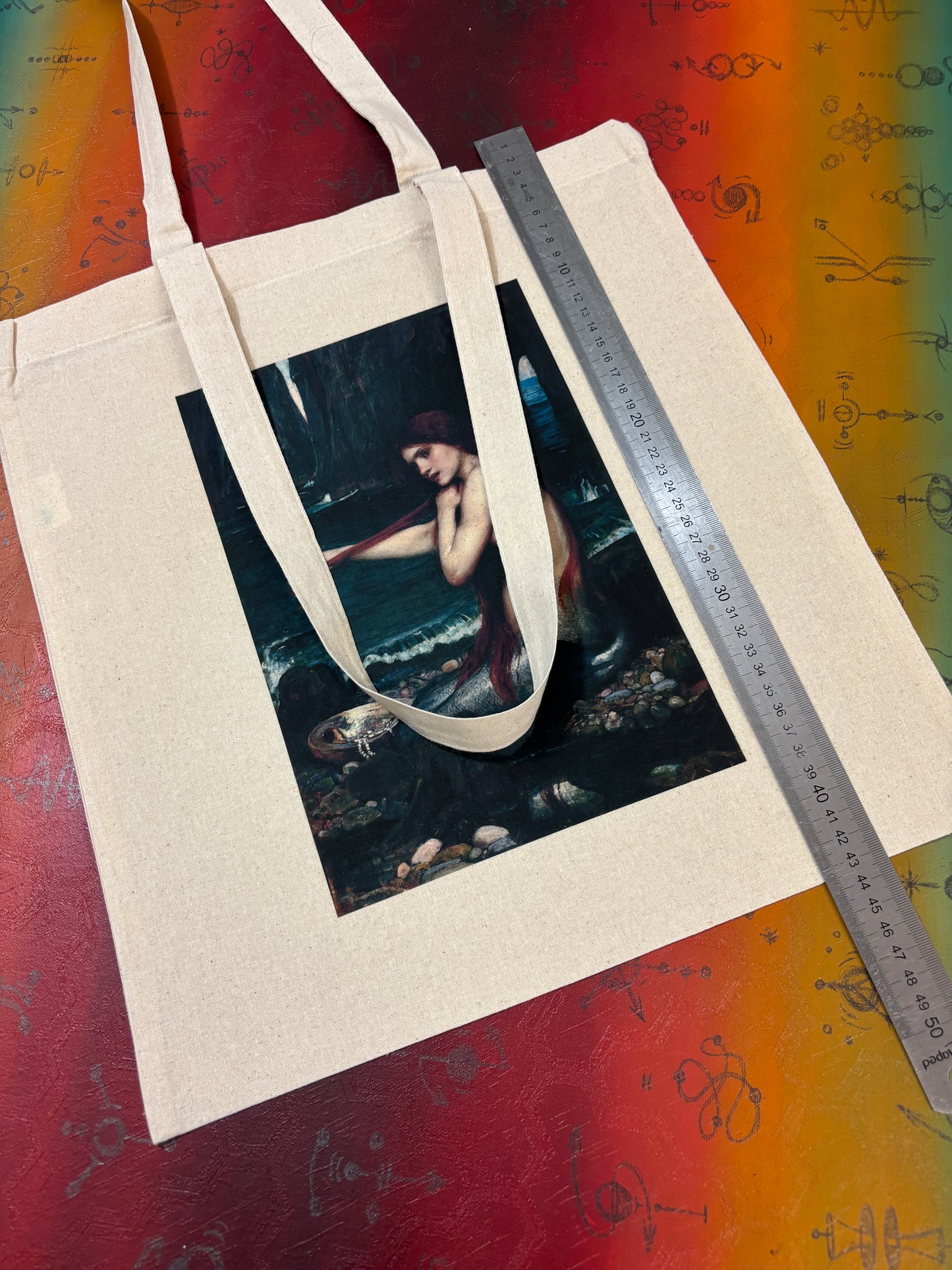 THE MERMAD - WATERHOUSE - Retro Tote Bag: 90s Style, Oeko-Tex Cotton