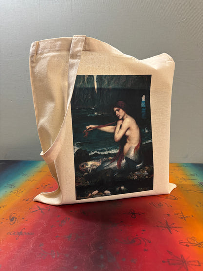 THE MERMAD - WATERHOUSE - Retro Tote Bag: 90s Style, Oeko-Tex Cotton