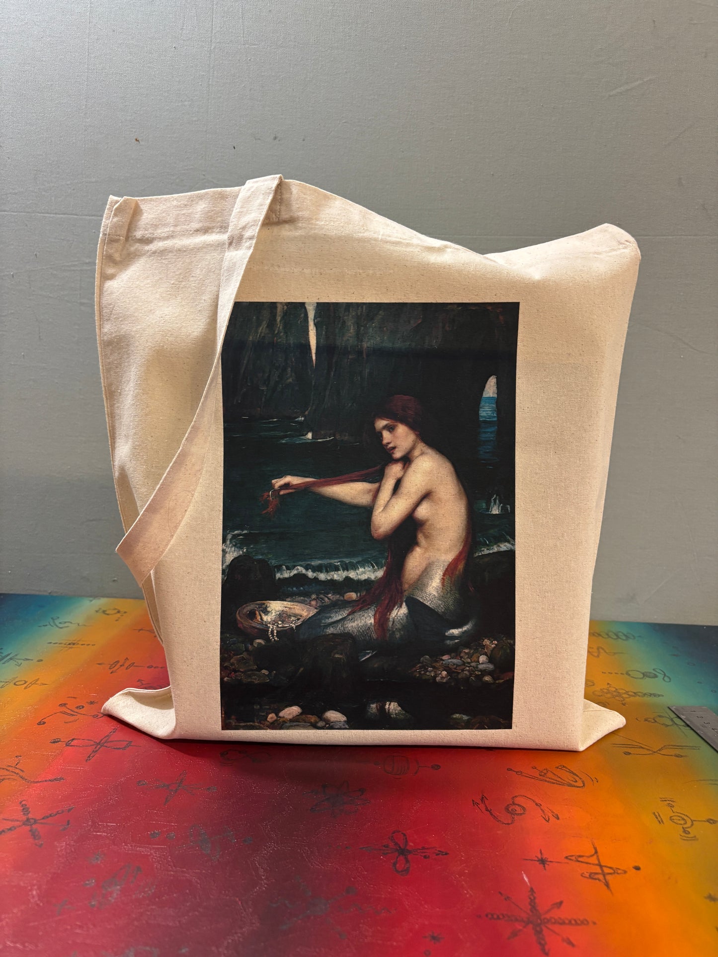 THE MERMAD - WATERHOUSE - Retro Tote Bag: 90s Style, Oeko-Tex Cotton