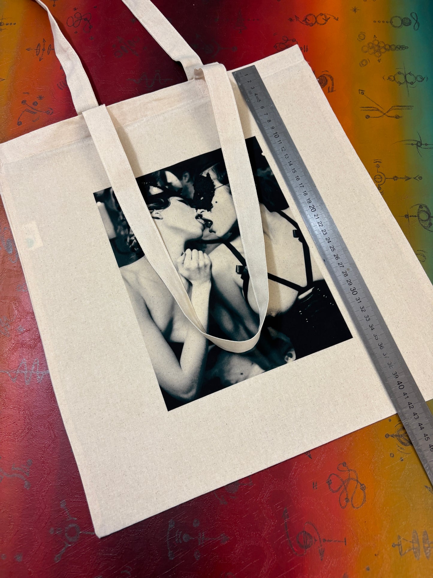 CHERRY KISS - Retro Tote Bag: 90s Style, Oeko-Tex Cotton