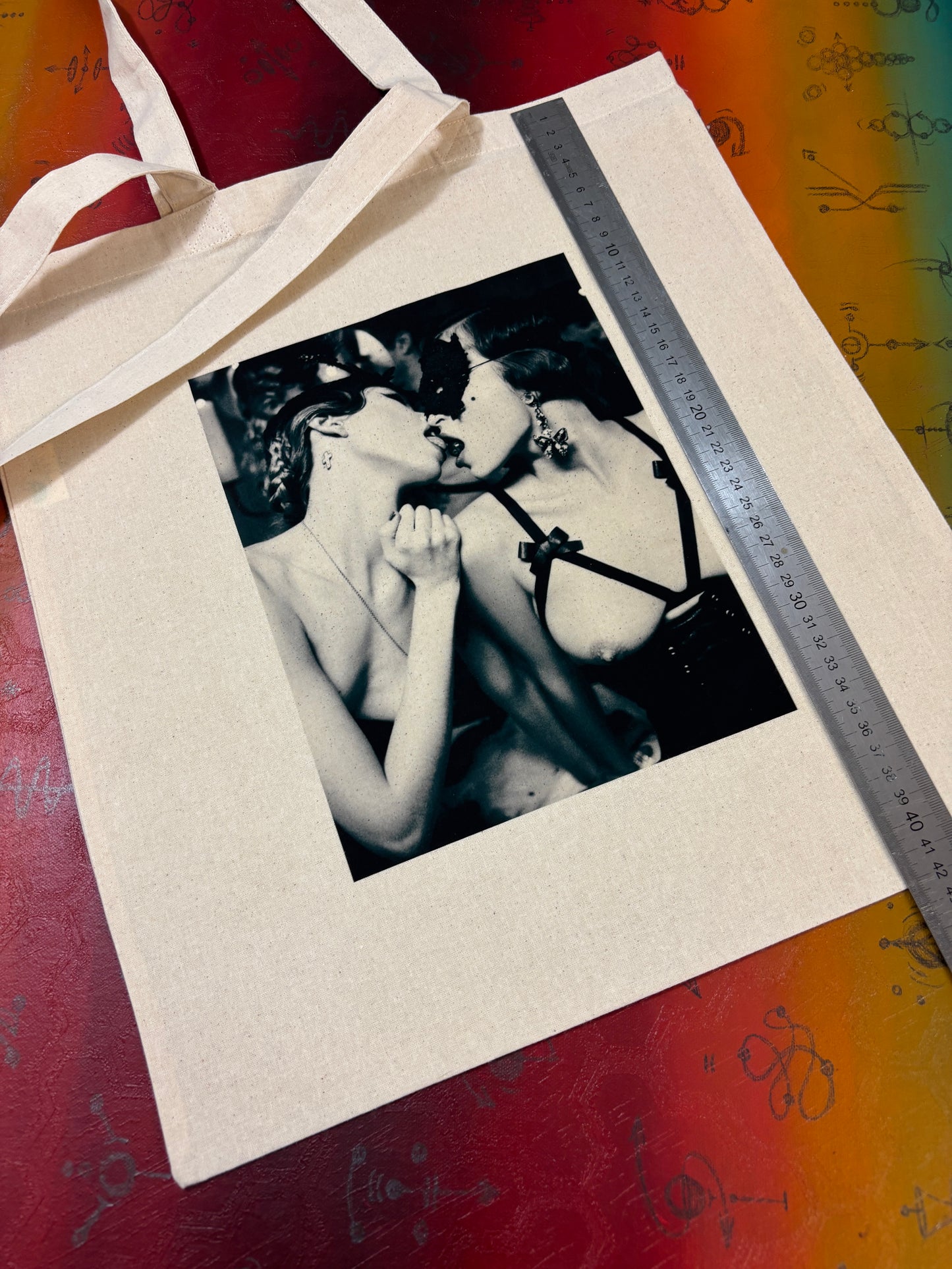 CHERRY KISS - Retro Tote Bag: 90s Style, Oeko-Tex Cotton