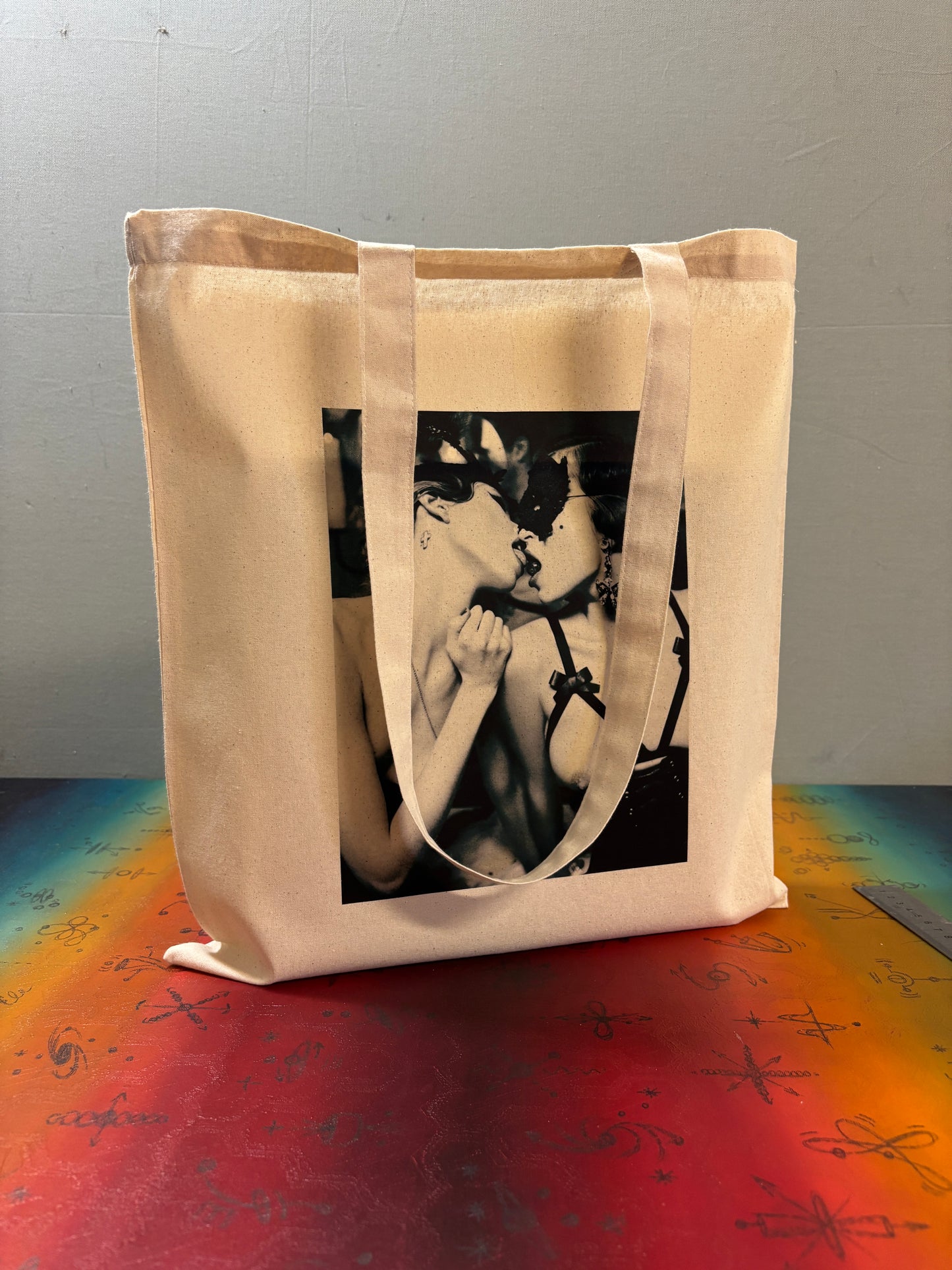 CHERRY KISS - Retro Tote Bag: 90s Style, Oeko-Tex Cotton