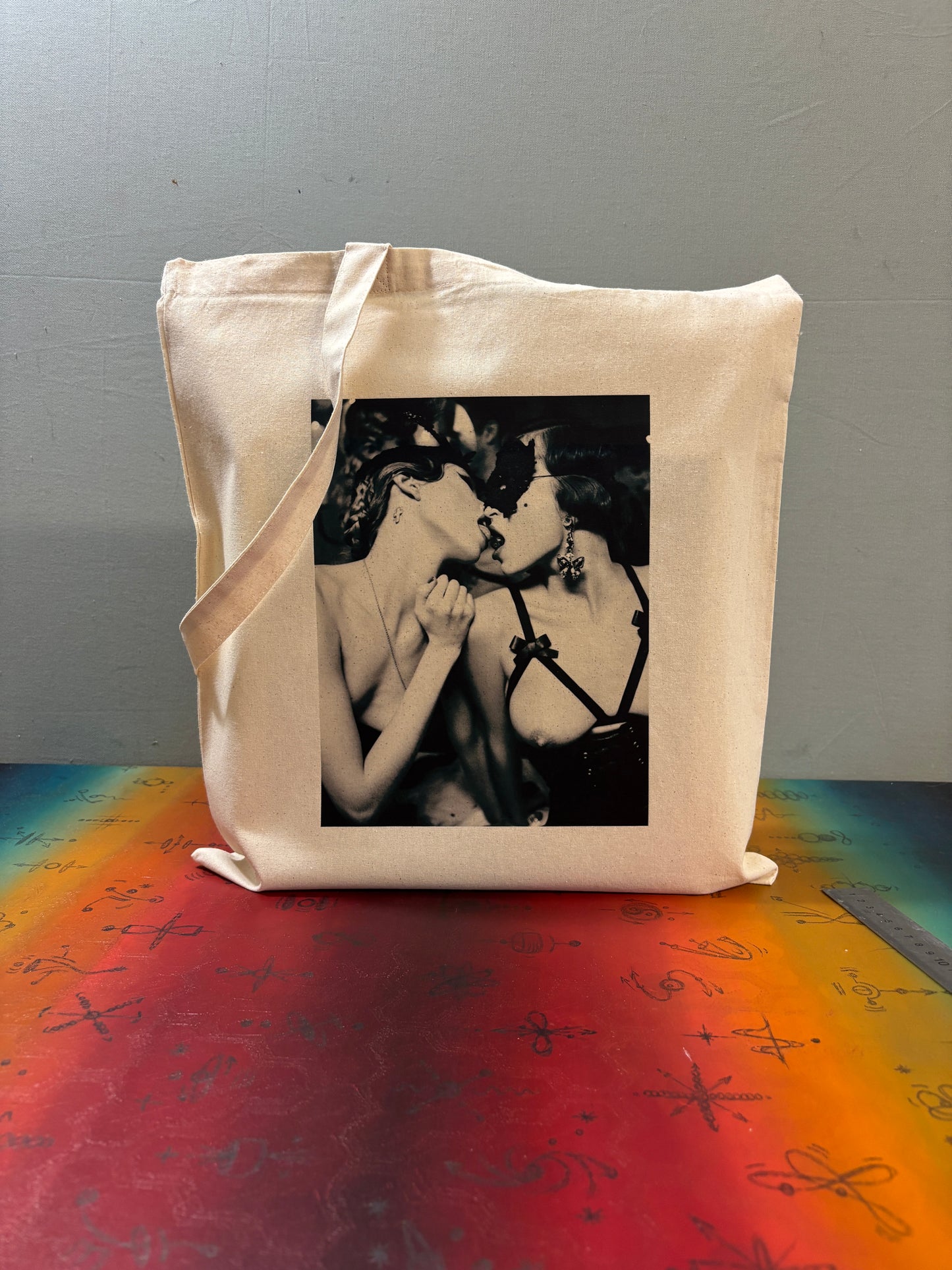 CHERRY KISS - Retro Tote Bag: 90s Style, Oeko-Tex Cotton