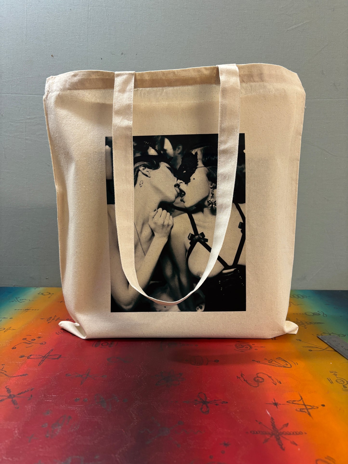 CHERRY KISS - Retro Tote Bag: 90s Style, Oeko-Tex Cotton