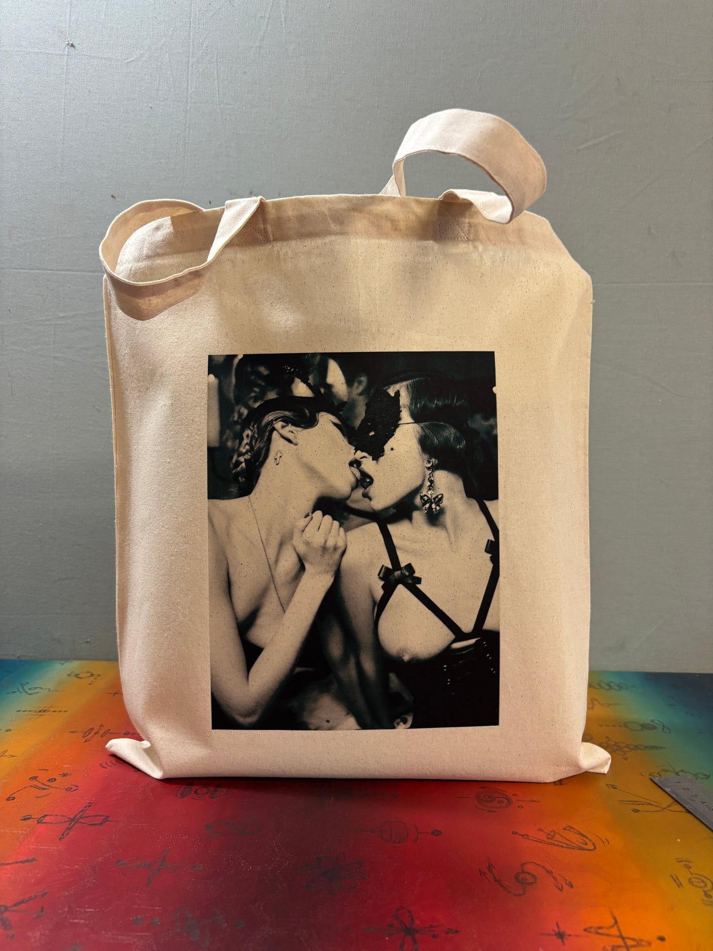 CHERRY KISS - Retro Tote Bag: 90s Style, Oeko-Tex Cotton