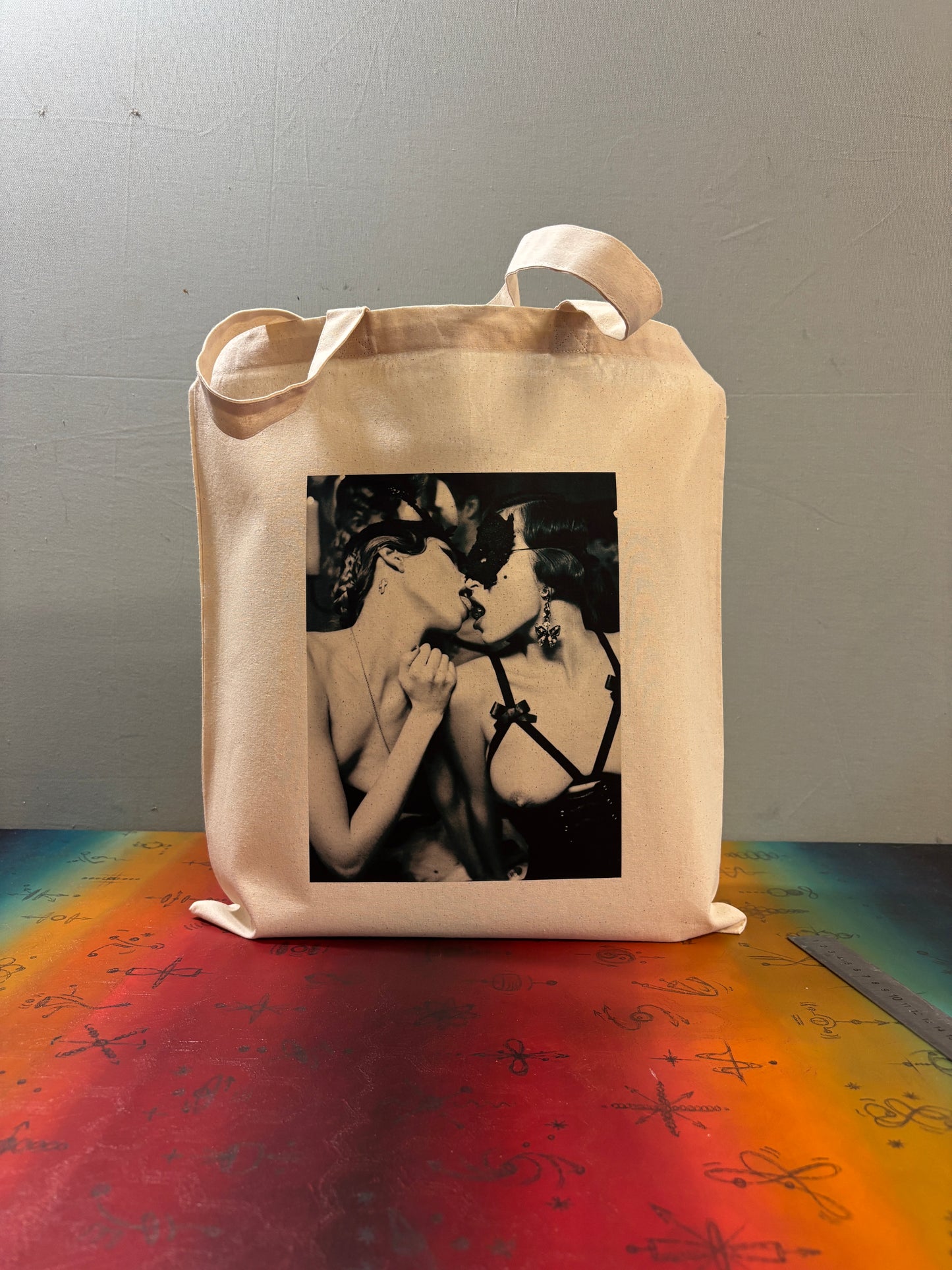 CHERRY KISS - Retro Tote Bag: 90s Style, Oeko-Tex Cotton