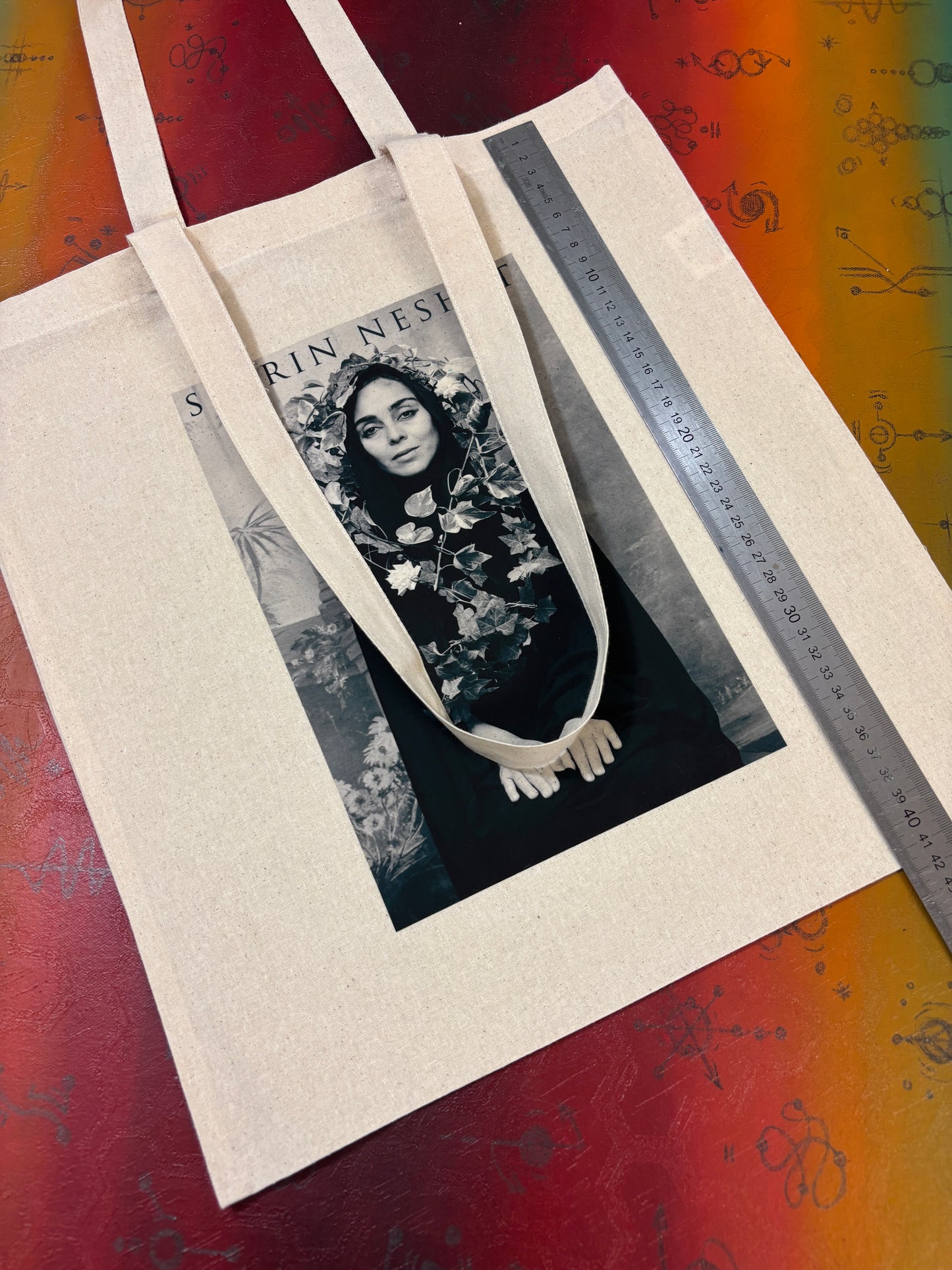 SHIRIN NESHAT - Retro Tote Bag: 90s Style, Oeko-Tex Cotton