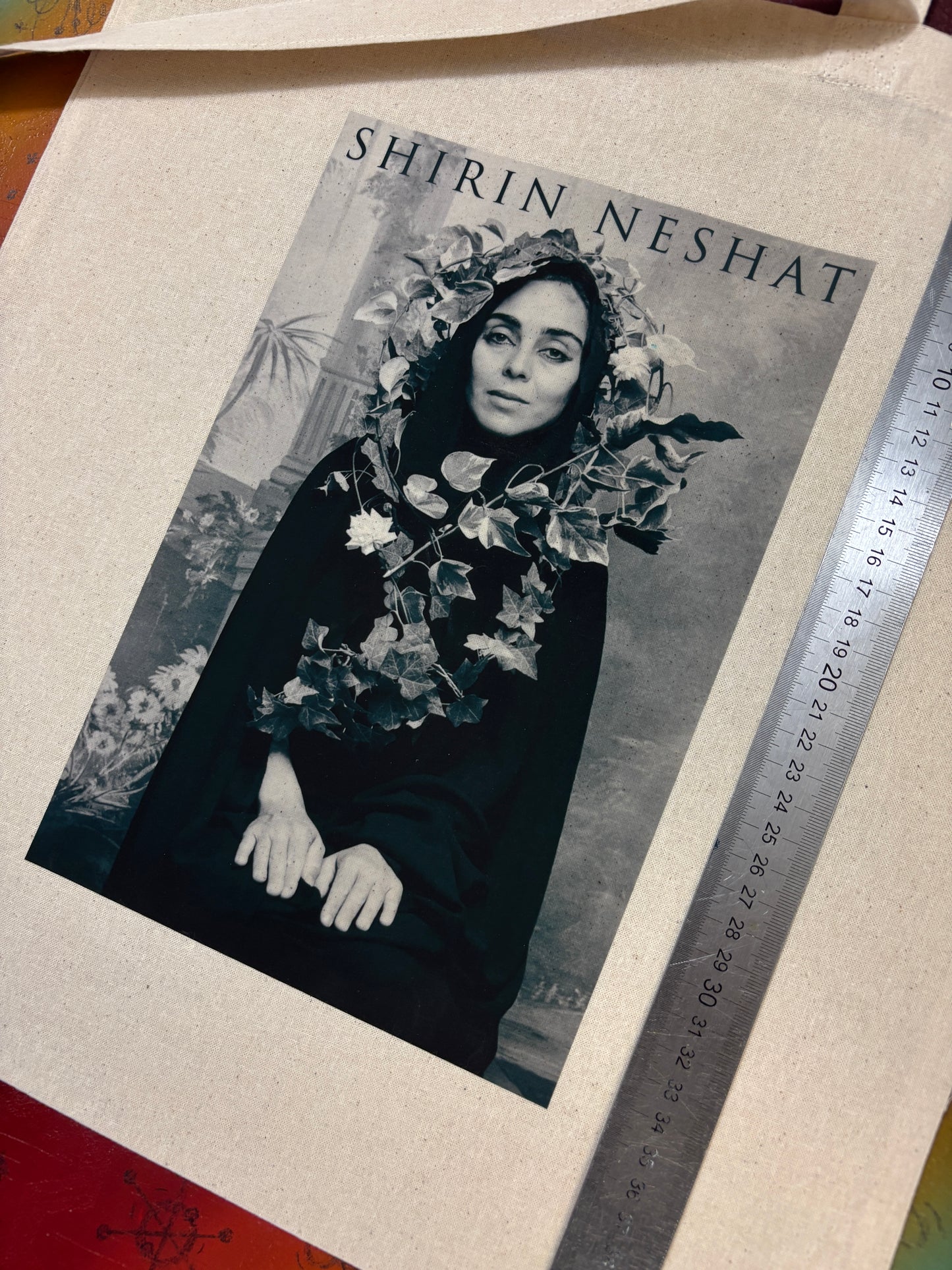 SHIRIN NESHAT - Retro Tote Bag: 90s Style, Oeko-Tex Cotton