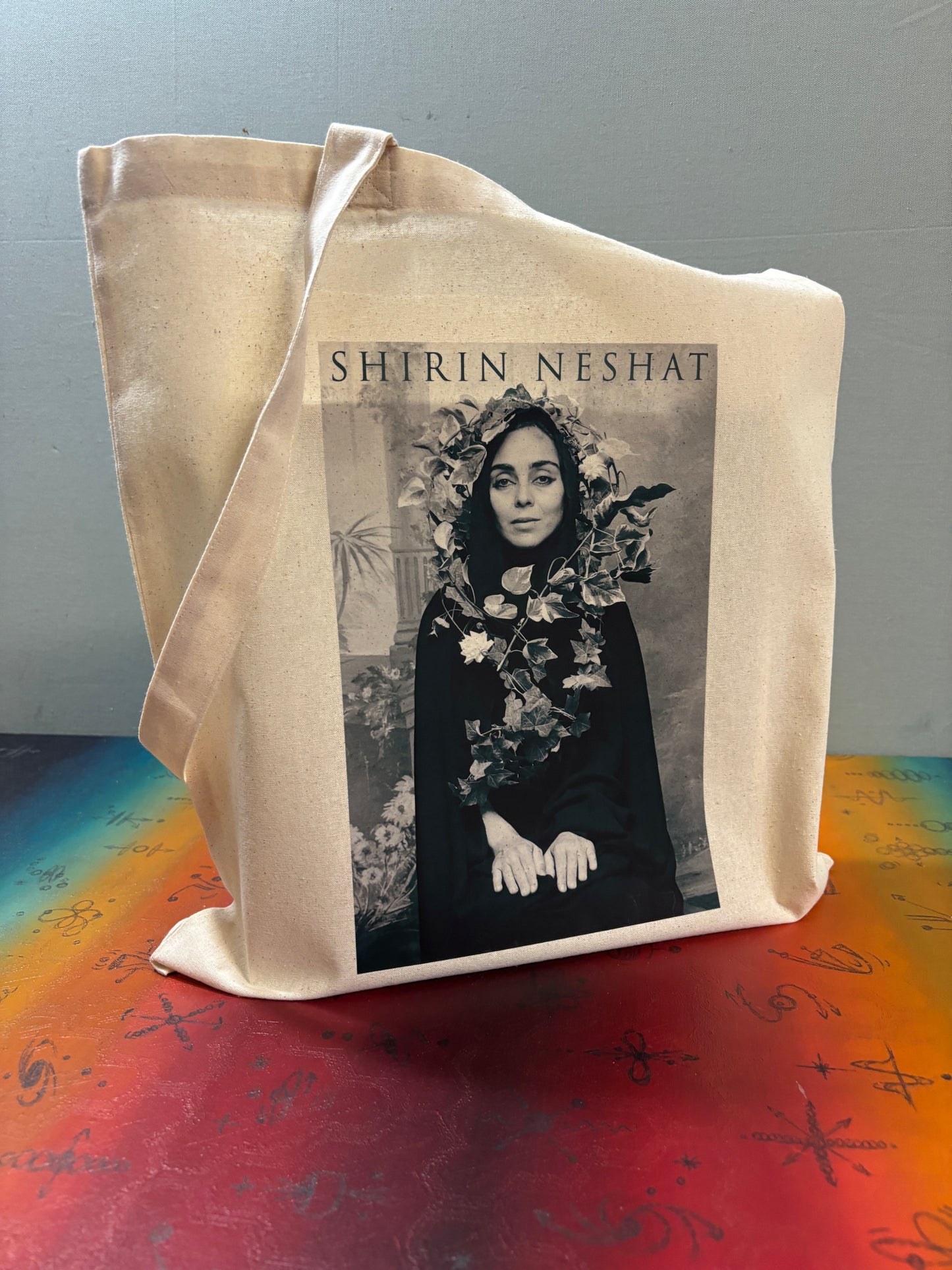 SHIRIN NESHAT - Retro Tote Bag: 90s Style, Oeko-Tex Cotton