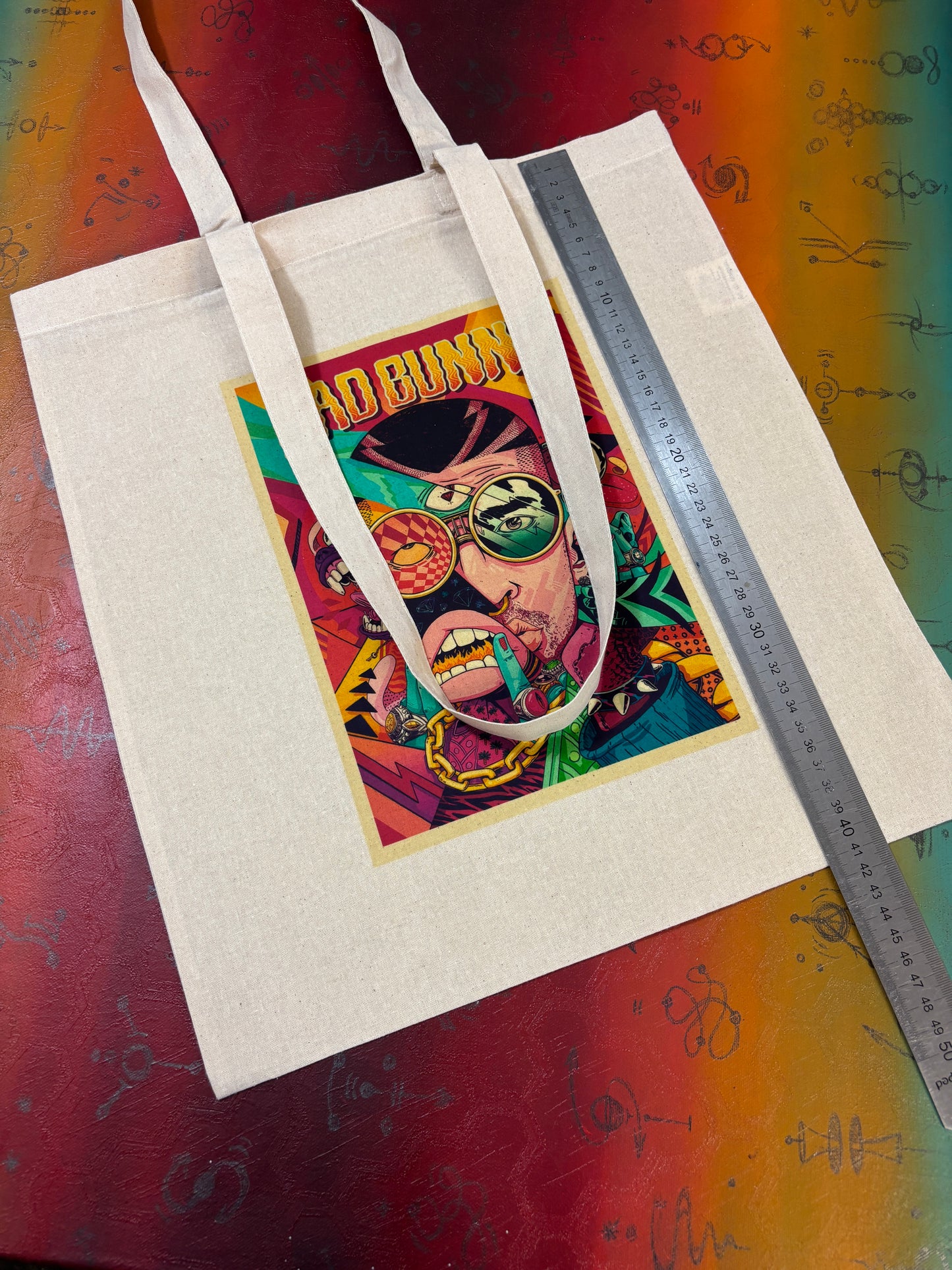 BAD BUNNY - Retro Tote Bag: 90s Style, Oeko-Tex Cotton