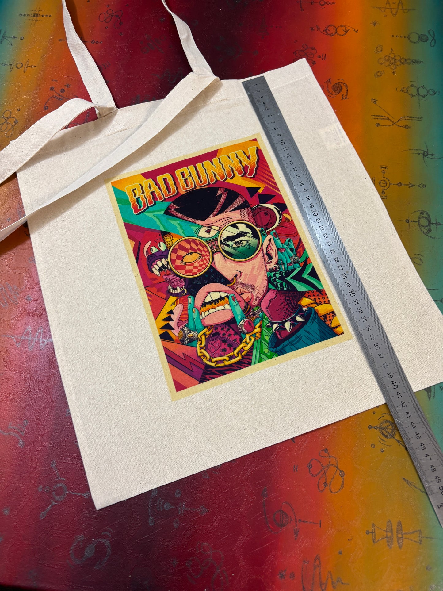 BAD BUNNY - Retro Tote Bag: 90s Style, Oeko-Tex Cotton