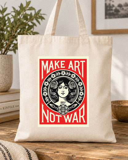 MAKE ART NOT WAR - Symbios Design Tote Bag