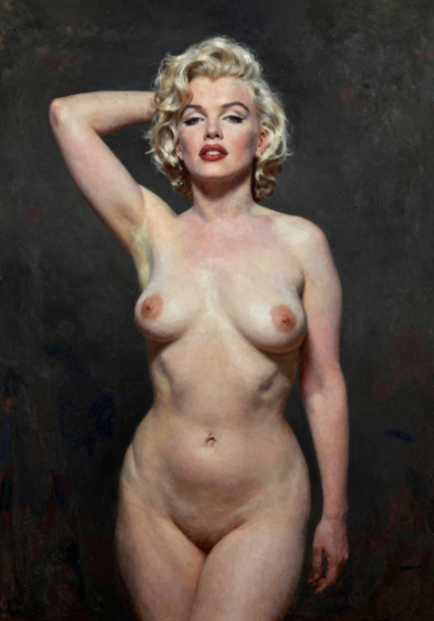 Marilyn Monroe - Classic Nude Figure Art Print, Vintage Pin-Up Style Painting, Retro Beach Wall Art, Figurative Poster (Copy)