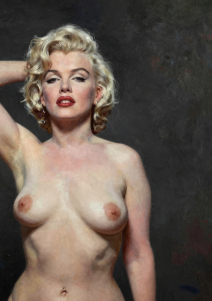 Marilyn Monroe - Classic Nude Figure Art Print, Vintage Pin-Up Style Painting, Retro Beach Wall Art, Figurative Poster (Copy)