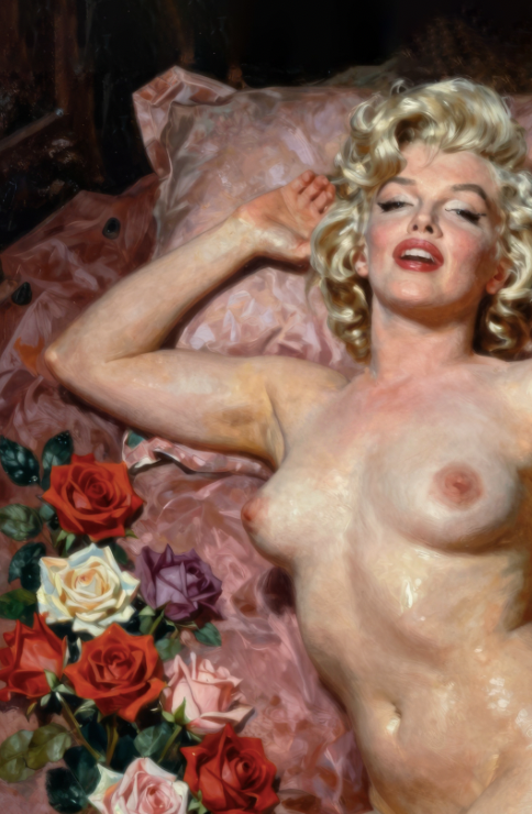 Marilyn Monroe - Classic Nude Figure Art Print, Vintage Pin-Up Style Painting, Retro Beach Wall Art, Figurative Poster (Copy) (Copy)