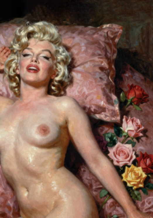 Marilyn Monroe - Classic Nude Figure Art Print, Vintage Pin-Up Style Painting, Retro Beach Wall Art, Figurative Poster (Copy) (Copy)