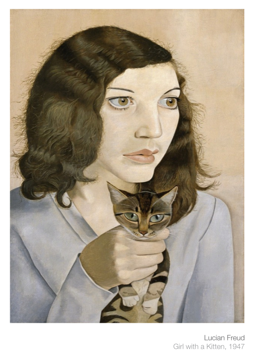 LUCIEN FREUD - GIRL WITH A KITTEN - Symbios Design Rare Glossy Poster Print