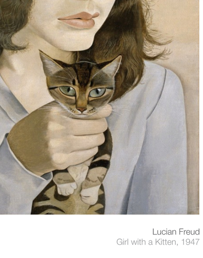 LUCIEN FREUD - GIRL WITH A KITTEN - Symbios Design Rare Glossy Poster Print