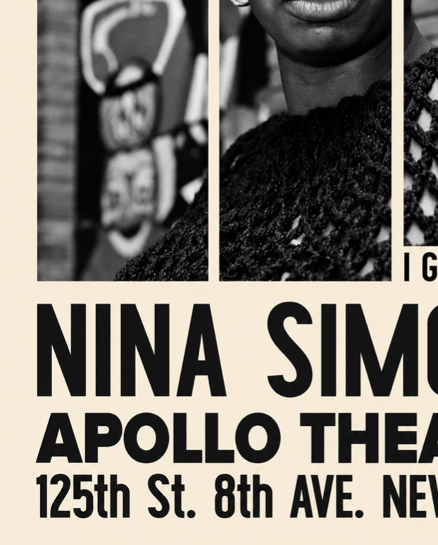 NINA SIMONE - APOLLO THEATRE - Symbios Design Rare Glossy Poster Print