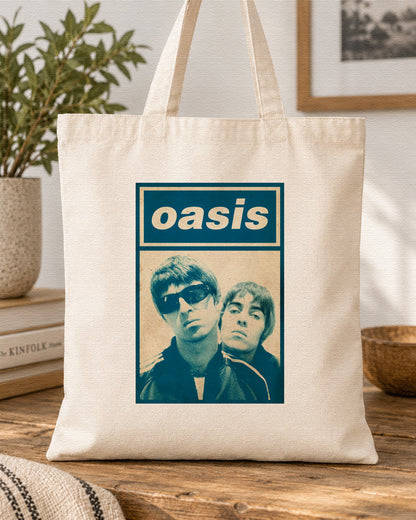 OASIS - RETRO BLUE BROTHERS - Symbios Design Tote Bag