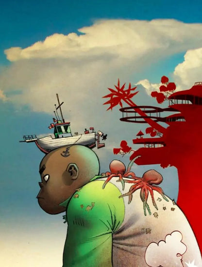 GORILLAZ - PLASTIC BEACH - Symbios Design Rare Glossy Poster Print