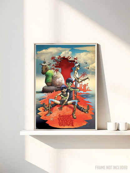 GORILLAZ - PLASTIC BEACH - Symbios Design Rare Glossy Poster Print