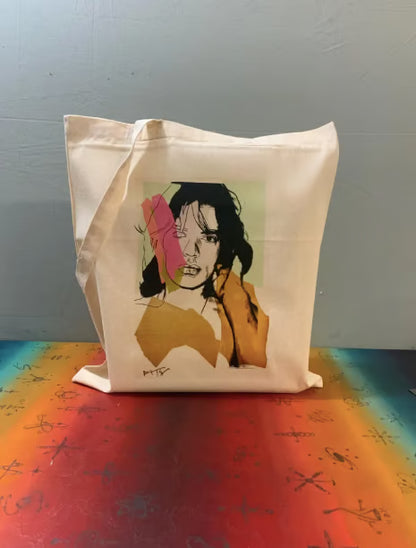 MICK JAGGER - ANDY WARHOL - ROLLING STONES - Tote Bag – Oeko-Tex Certified Cotton Reusable Bag