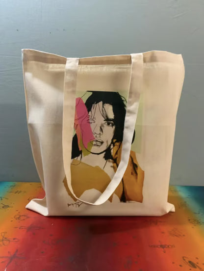 MICK JAGGER - ANDY WARHOL - ROLLING STONES - Tote Bag – Oeko-Tex Certified Cotton Reusable Bag