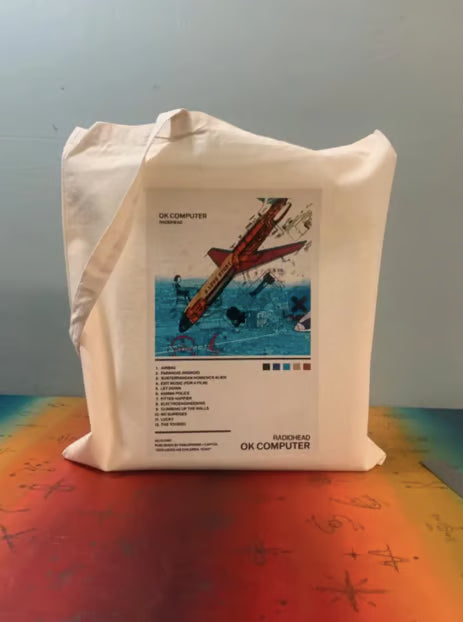 Sac fourre-tout porte-bonheur Radiohead : Concert OK Computer, en coton réutilisable