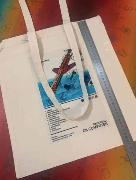 Sac fourre-tout porte-bonheur Radiohead : Concert OK Computer, en coton réutilisable