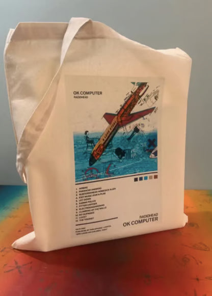 Sac fourre-tout porte-bonheur Radiohead : Concert OK Computer, en coton réutilisable
