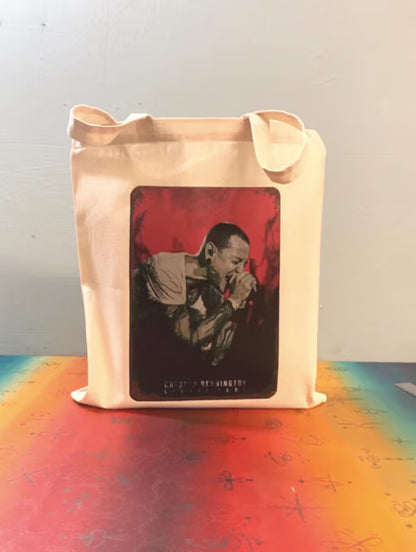 CHESTER BENNINGTON - LINKIN PARK - Tote Bag – Oeko-Tex Certified Cotton Reusable Bag