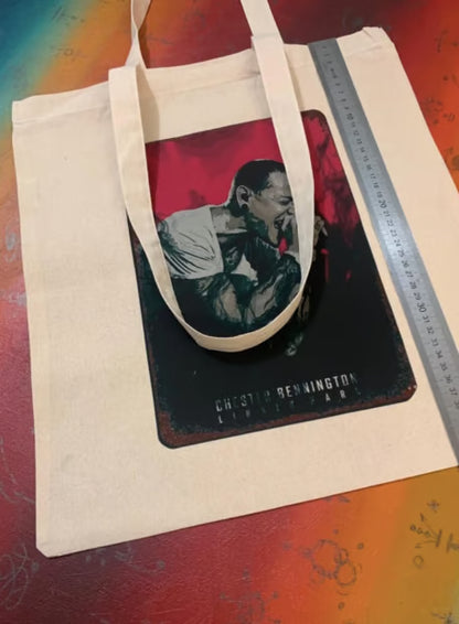 CHESTER BENNINGTON - LINKIN PARK - Tote Bag – Oeko-Tex Certified Cotton Reusable Bag