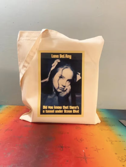 Sac cabas Lana Del Rey : coton certifié Oeko-Tex, sac de courses réutilisable