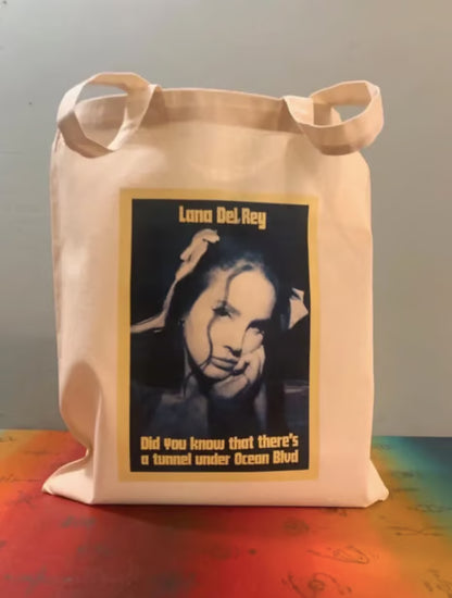 Sac cabas Lana Del Rey : coton certifié Oeko-Tex, sac de courses réutilisable