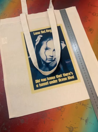 Sac cabas Lana Del Rey : coton certifié Oeko-Tex, sac de courses réutilisable