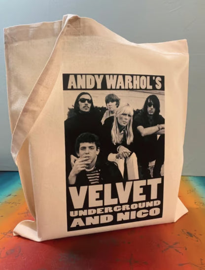 Sac fourre-tout Andy Warhol - Velvet Underground & Nico : Coton écologique réutilisable